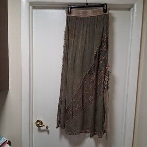 Aratta Olive green Mesh Net Lace gold sparkle Maxi Skirt NWOT sz S